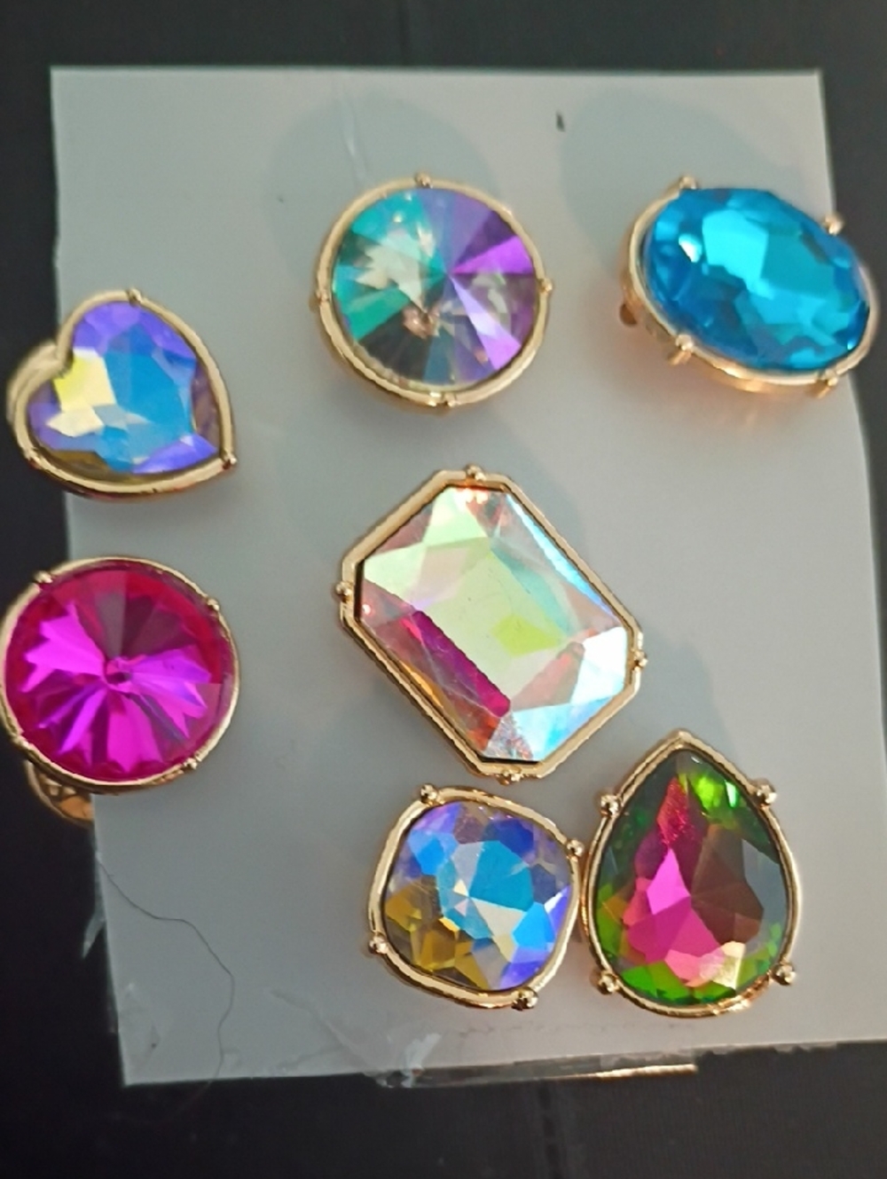 Gold-Trim Multicolor Rhinestone Pins - Women Jewelry